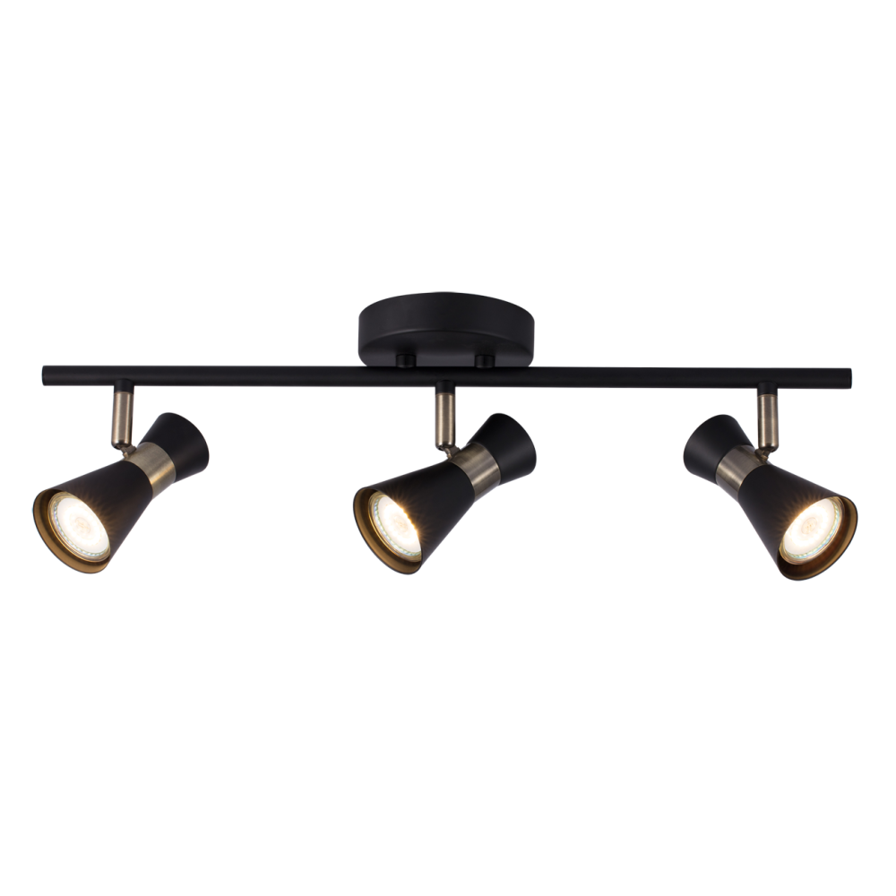 APLIQUE TIPLE 3XGU10 NEGRO/BRONCE